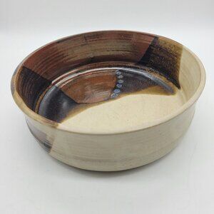 Artisan Pottery Bowl Hand Thrown Studio Potter Earth Tone Southwest Boho Signed